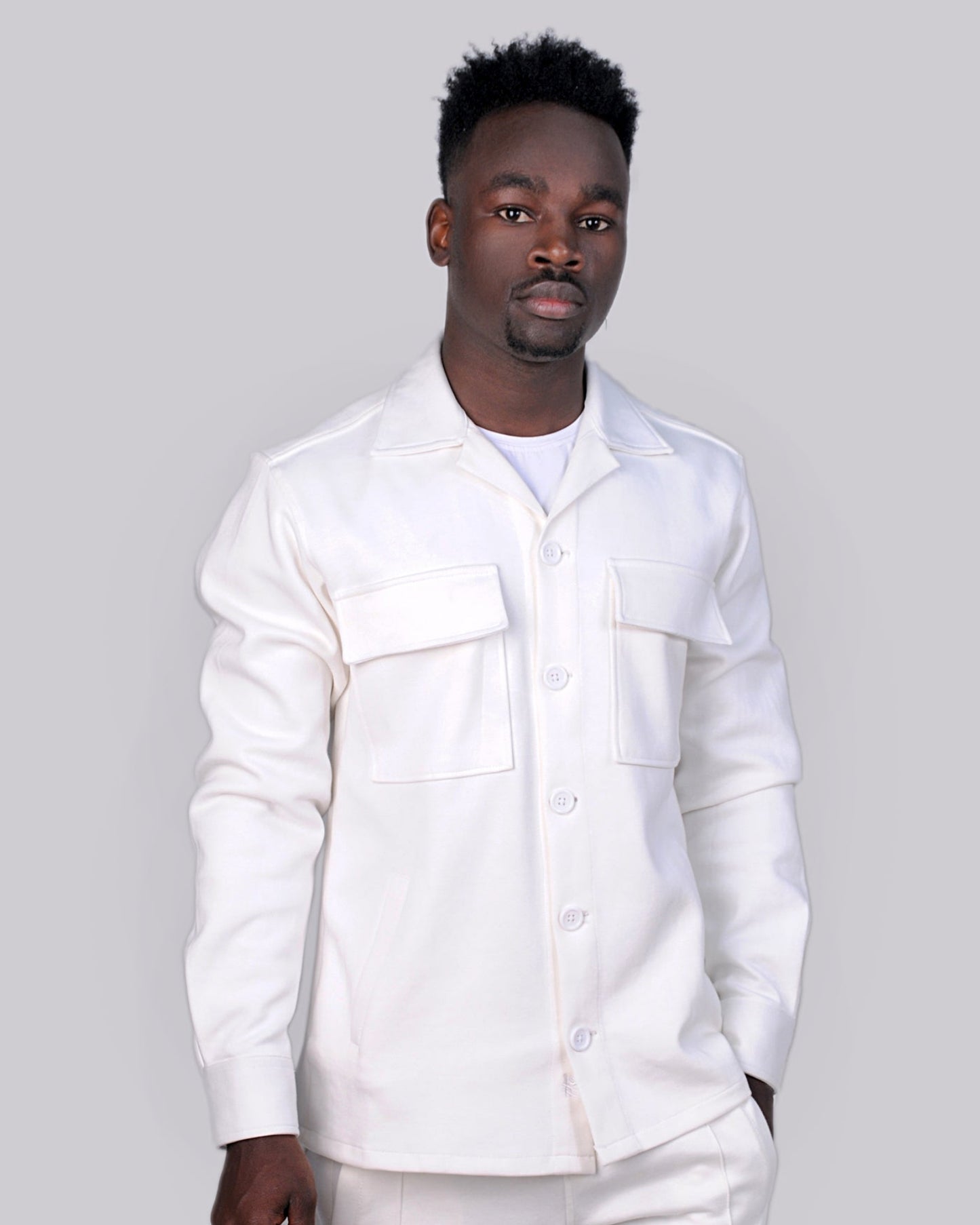 SALE! 2H #8008 White Cotton with Pockets Casual Jacket