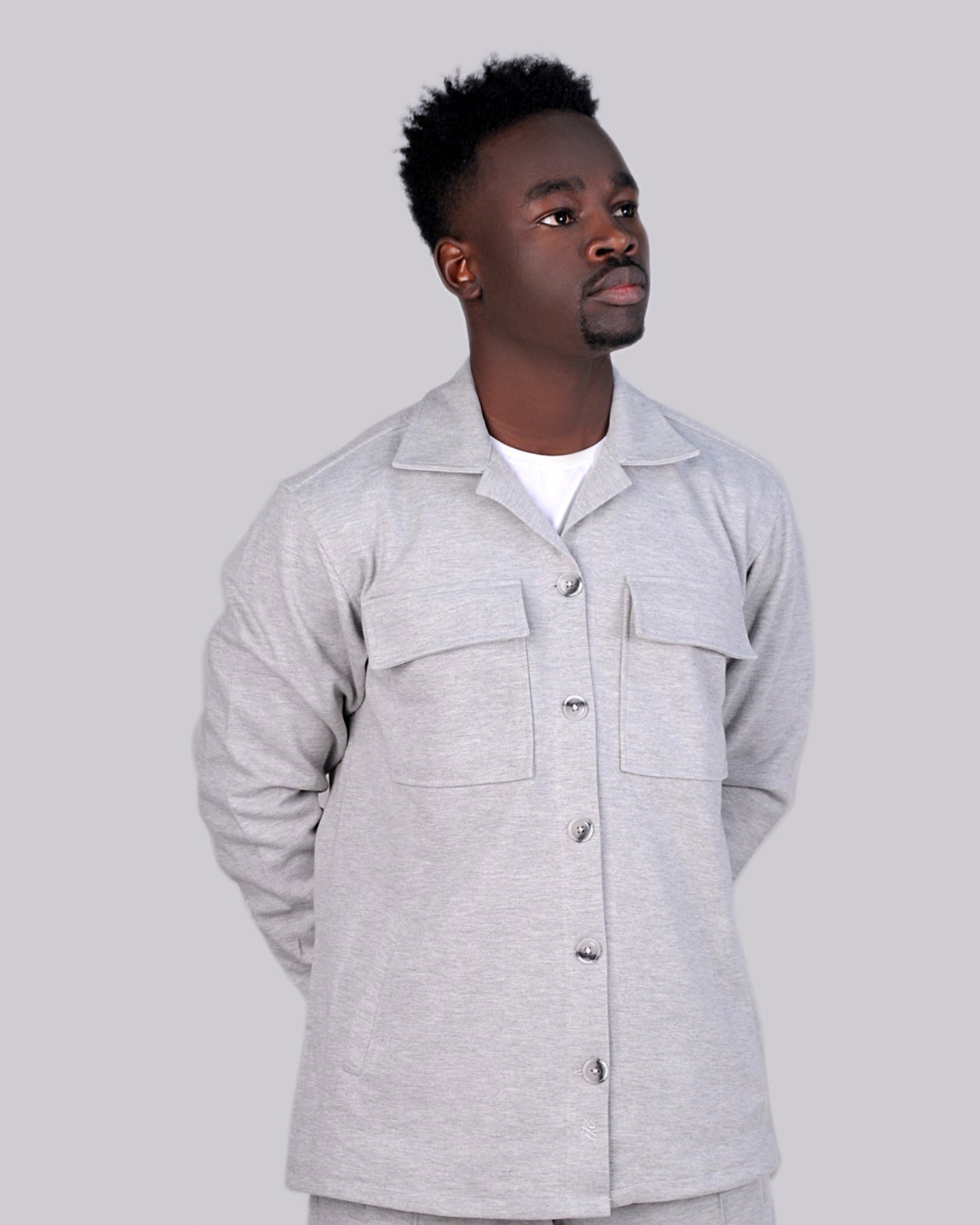 SALE! 2H #8008 Light Gray Cotton with Pockets Casual Jacket