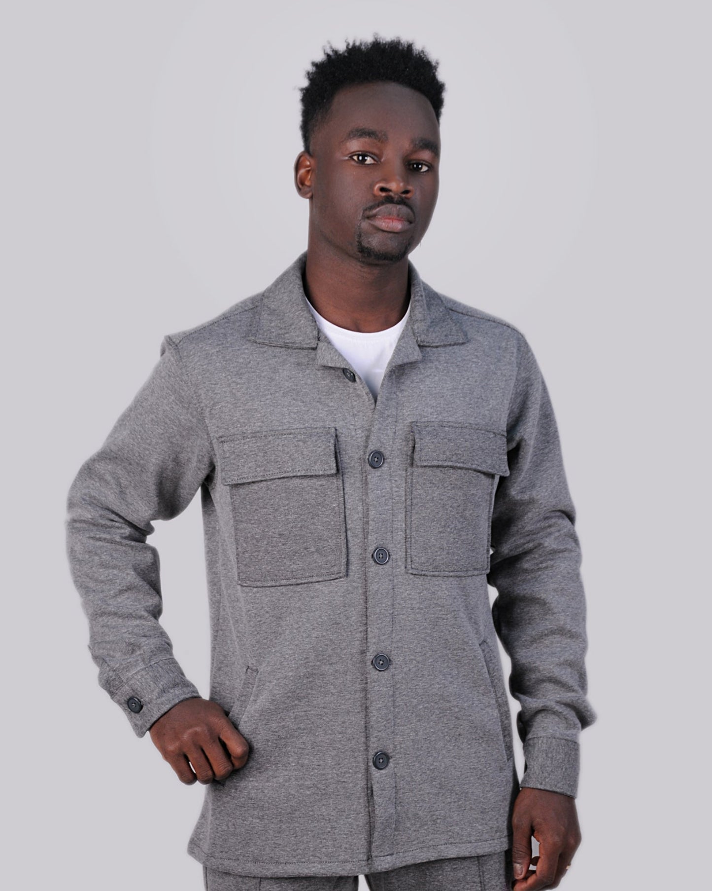 SALE! 2H #8008 Gray Cotton with Pockets Casual Jacket