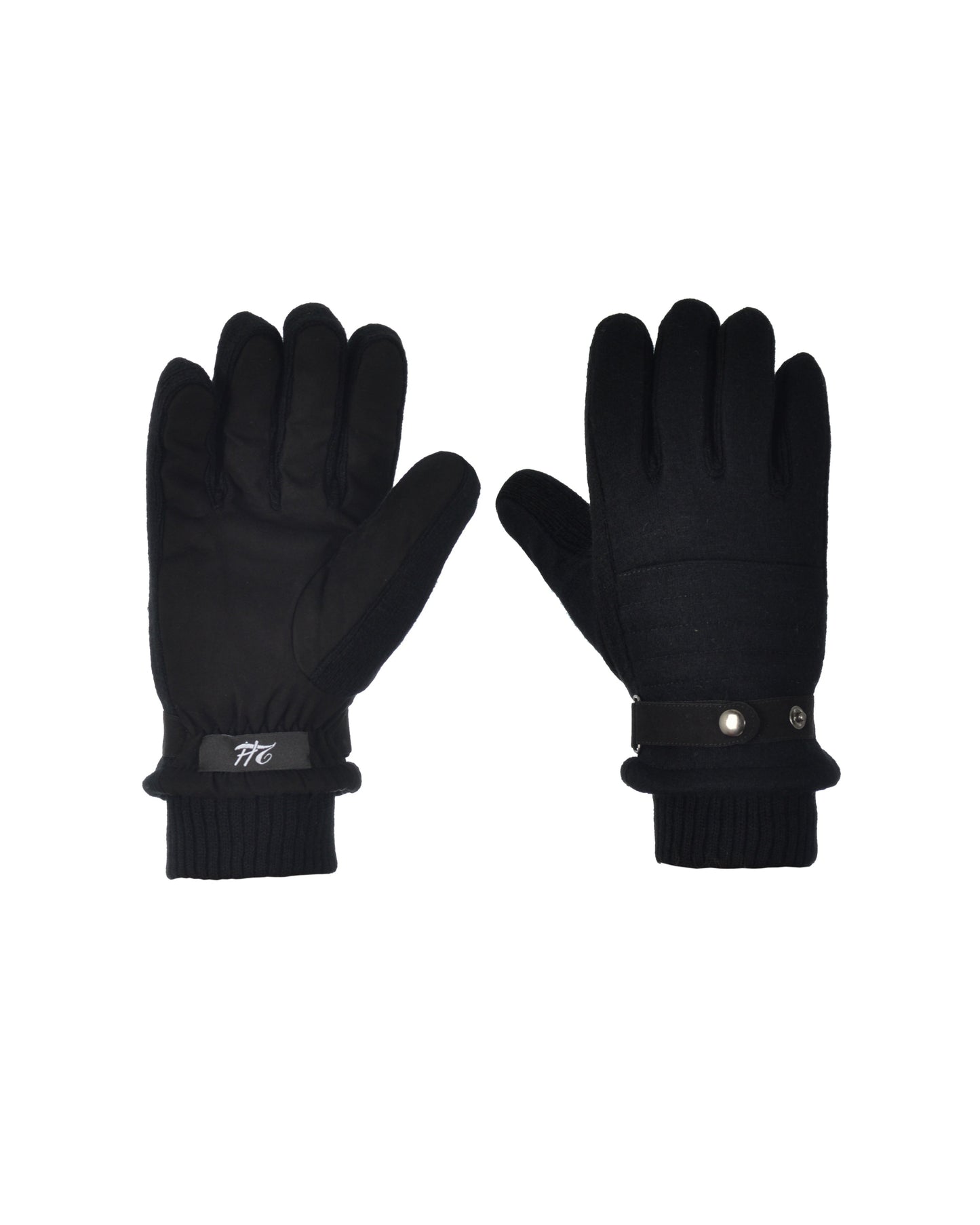 2H Black Knitted Gloves