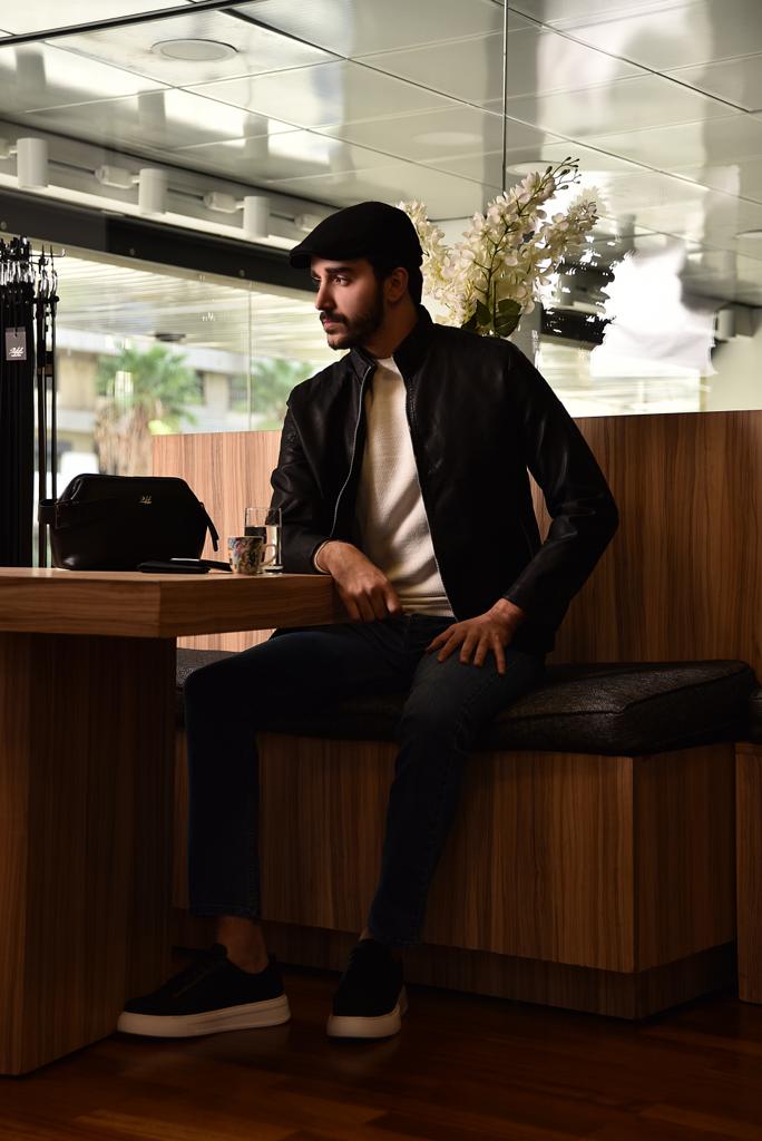 2H Black casual Leather Jacket