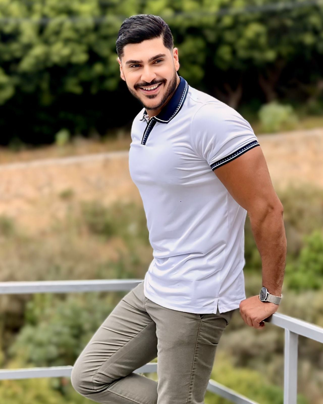 SALE! 2H #12629 White Mercerized Cotton Polo T-Shirt