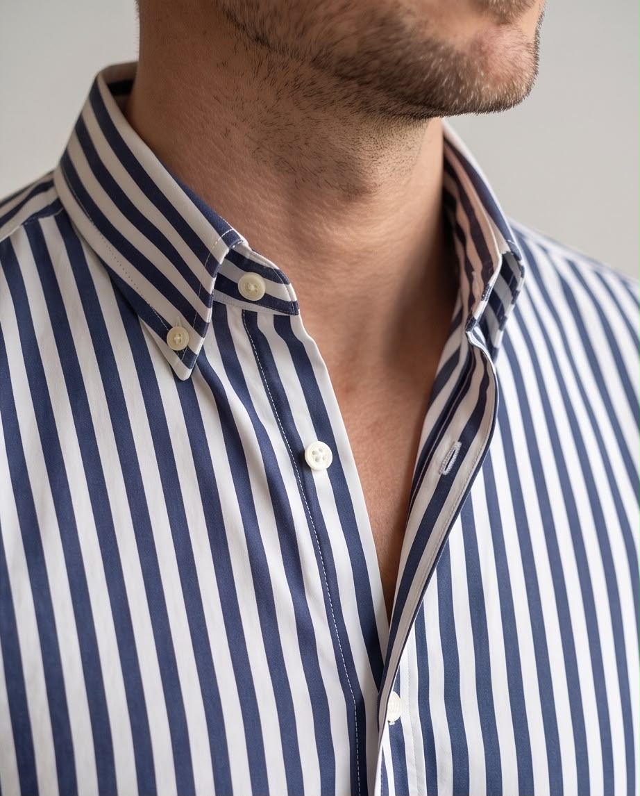 2H Navy Striped Casual Shirt