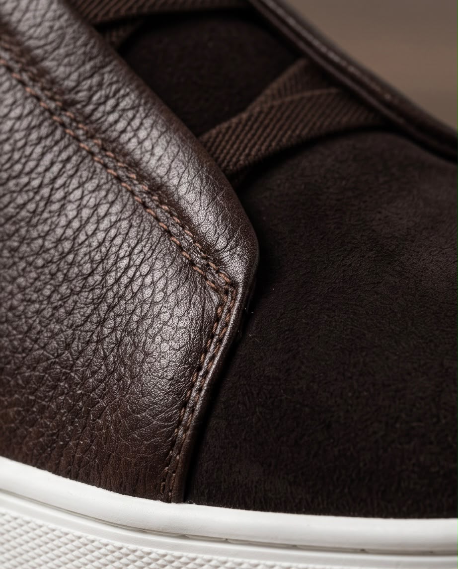 2H Brown Triple Stitch Casual Shoes