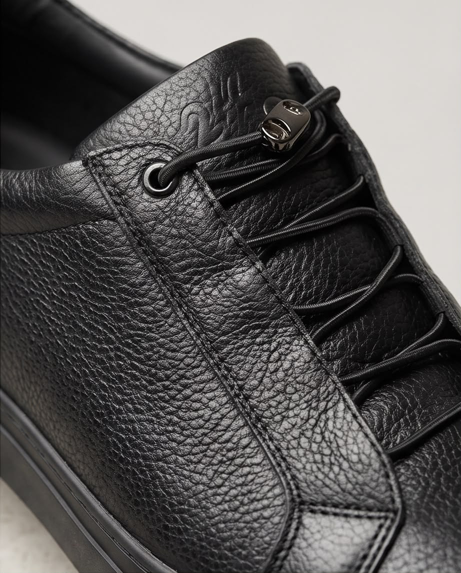 2H Black Lace-Up Casual Shoes