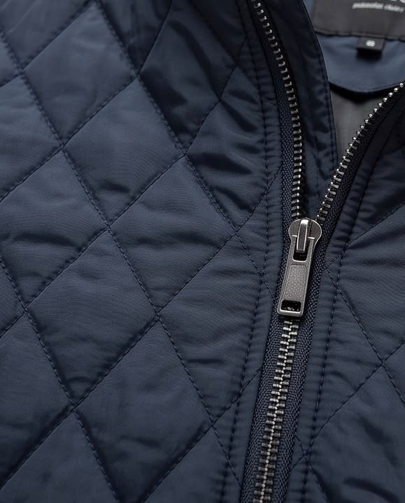 2H Navy Diamond-Quilted Casual Jacket
