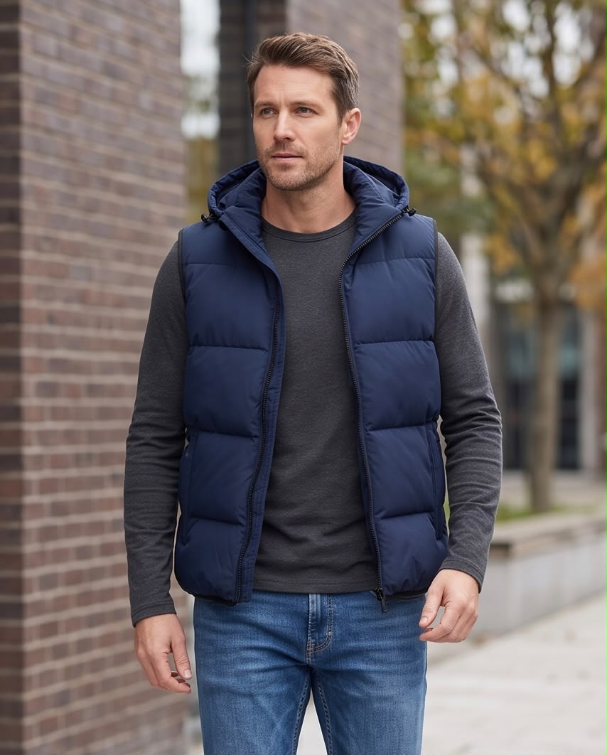 2H Navy Puffer Gilet