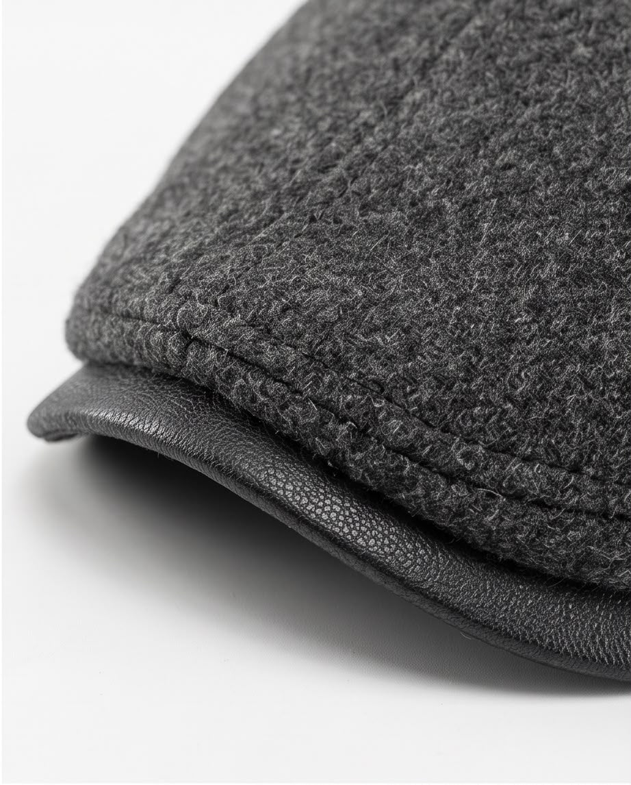 2H Dark Gray Wool-Blend Cap