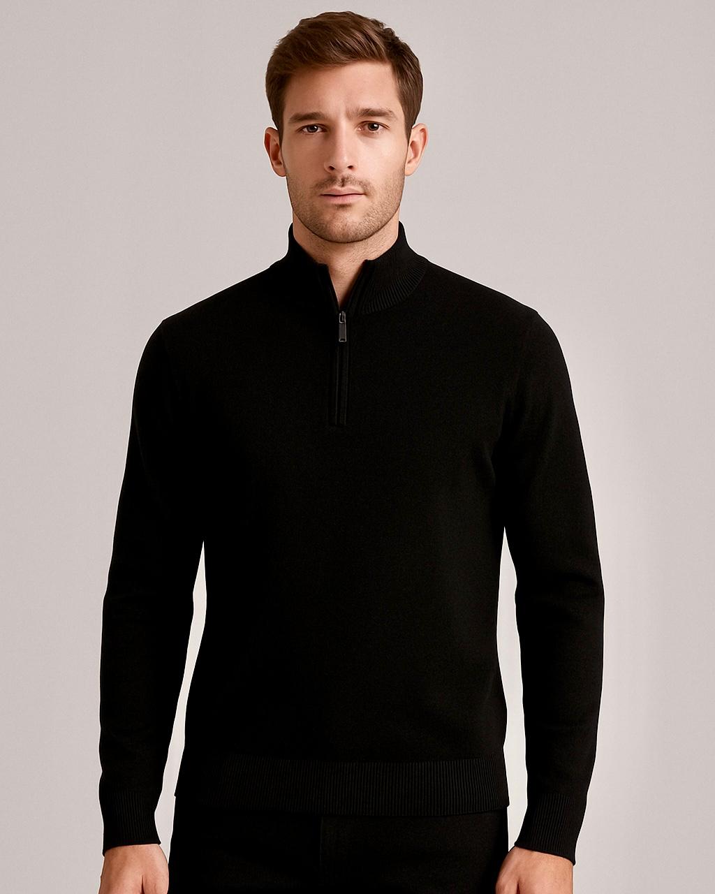 2H High Neck Zipper Knitted Sweater