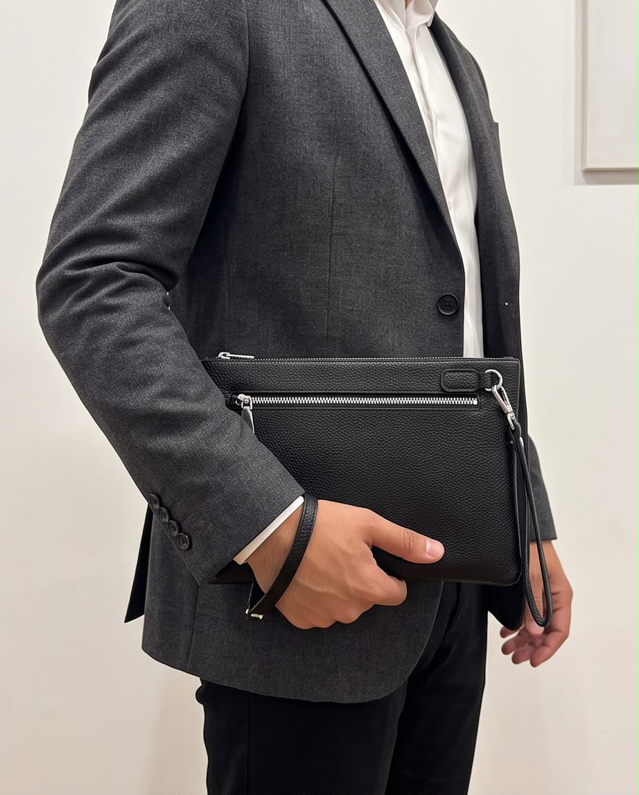 2H #66235 Black Genuine leather Clutch Bag