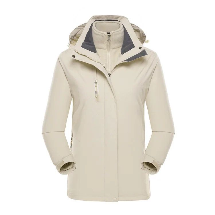 2H Beige Waterproof long Travel Jacket