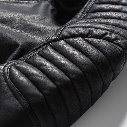 2H Black casual Leather Jacket