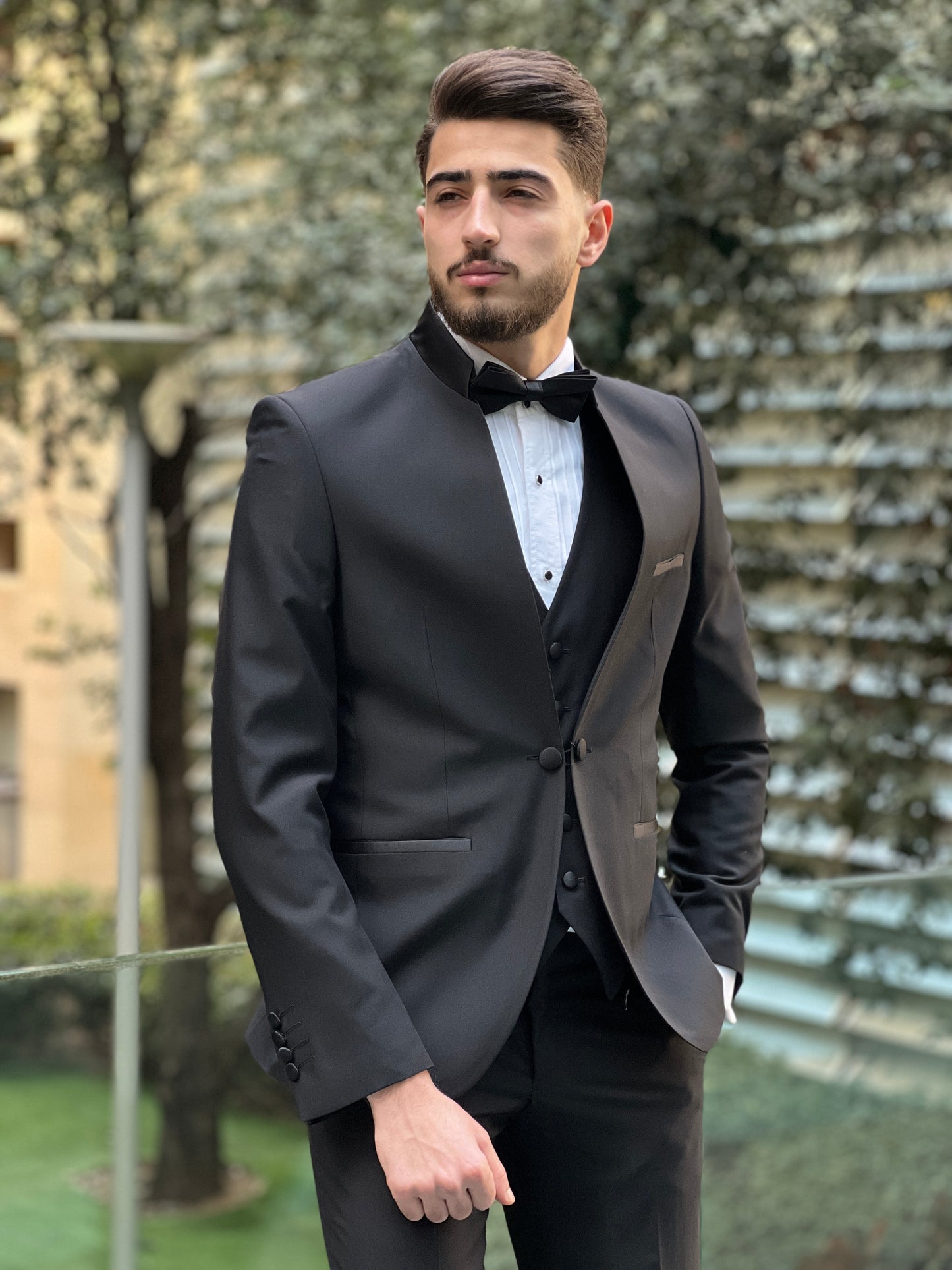 2H Black Wedding Suit 2 Pieces