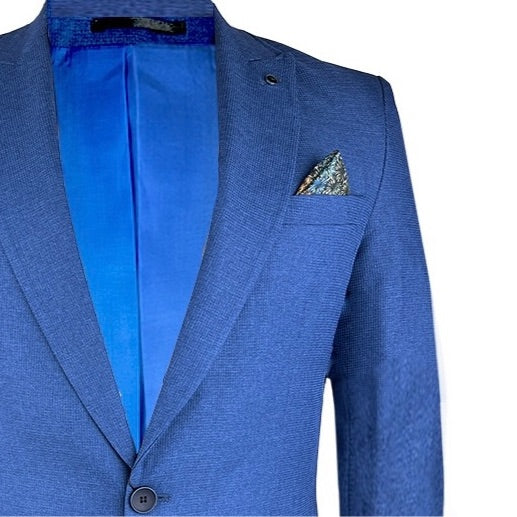 2H Blue Summer One Button Blazer