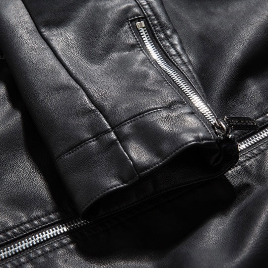 2H Black casual Leather Jacket