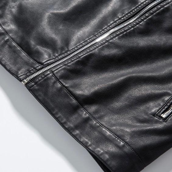 2H Black casual Leather Jacket