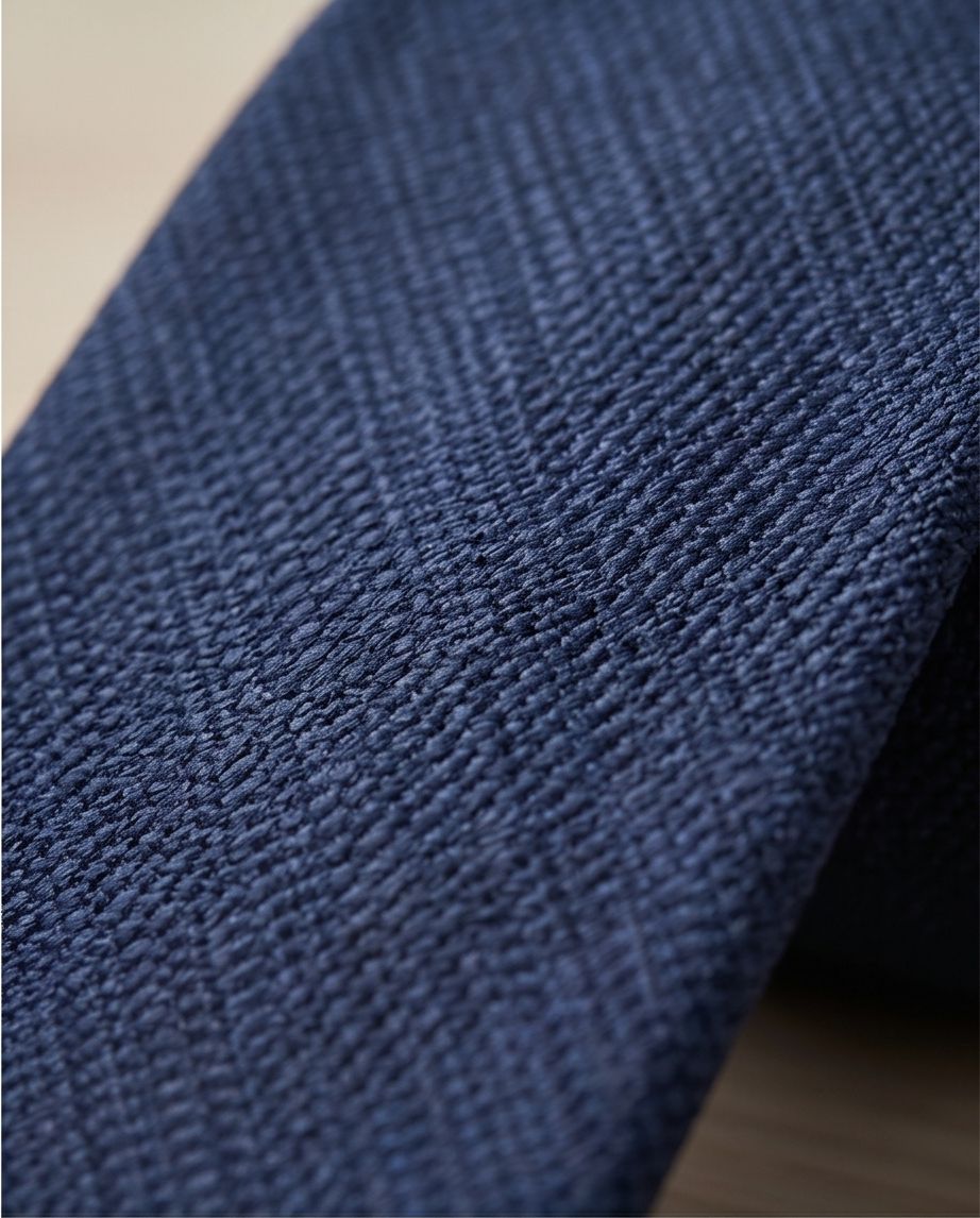 2H Look Linen Navy Necktie With Foulard