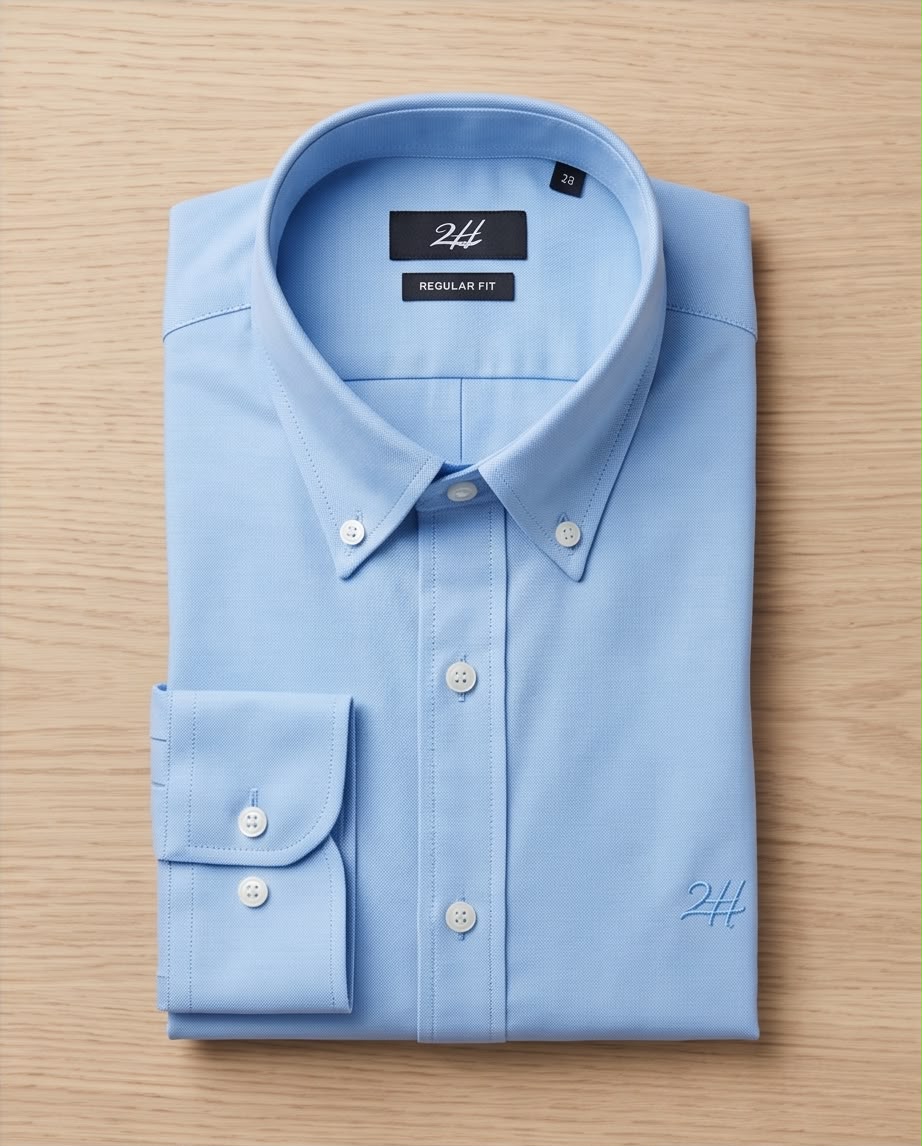 2H Blue Twill Casual Shirt