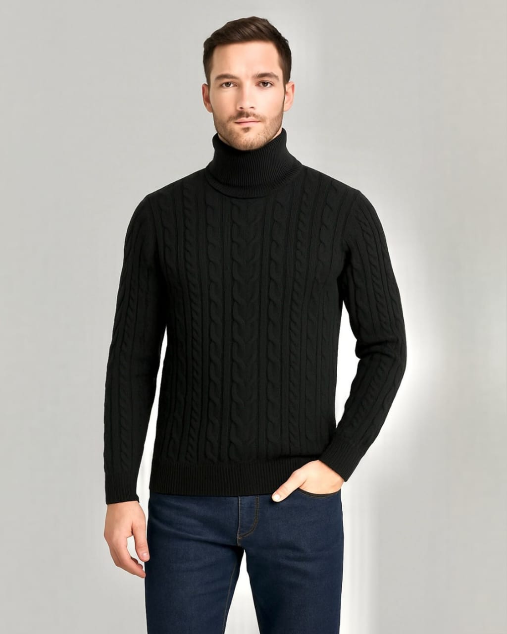 2H #303 High Neck Knitted Sweater