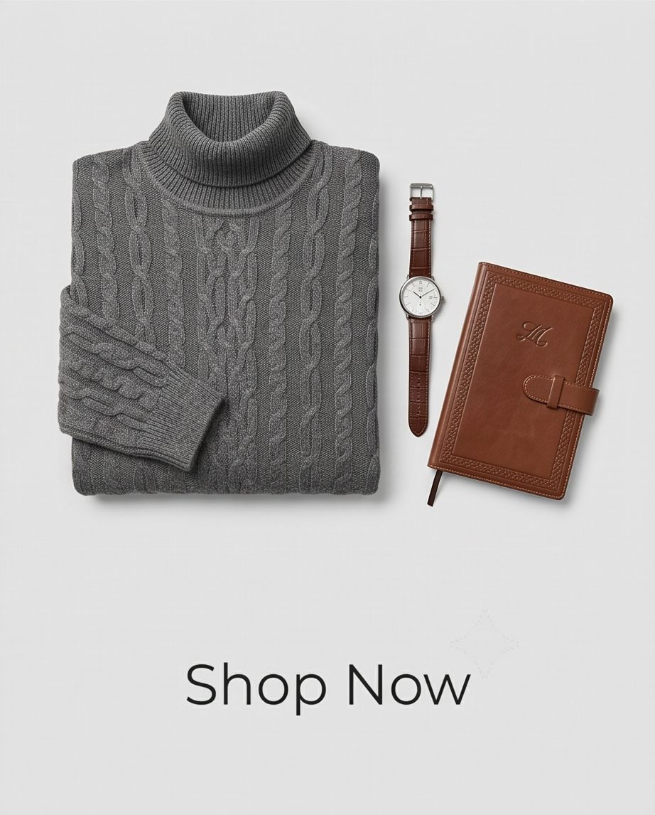 2H #303 Gray High Neck Knitted Sweater