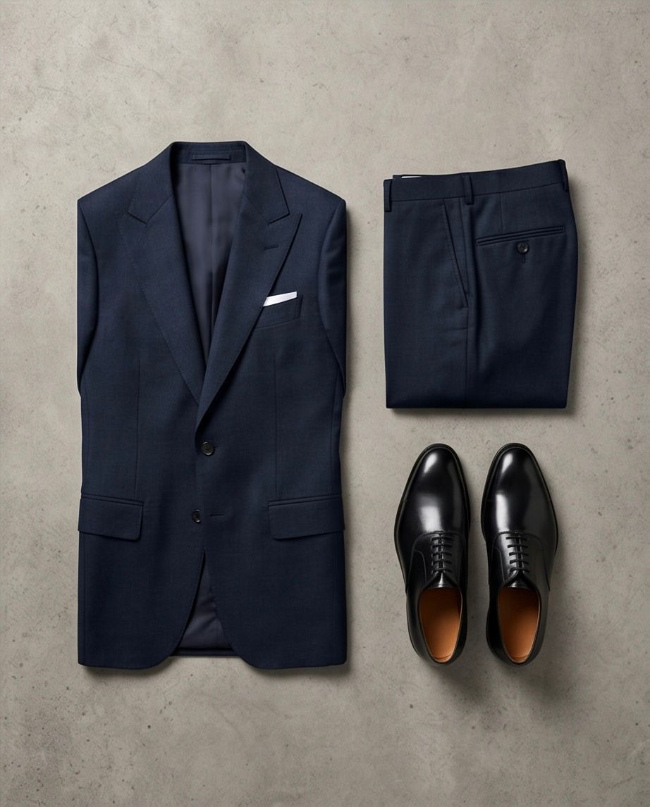 2H Navy Casual Plain Suit