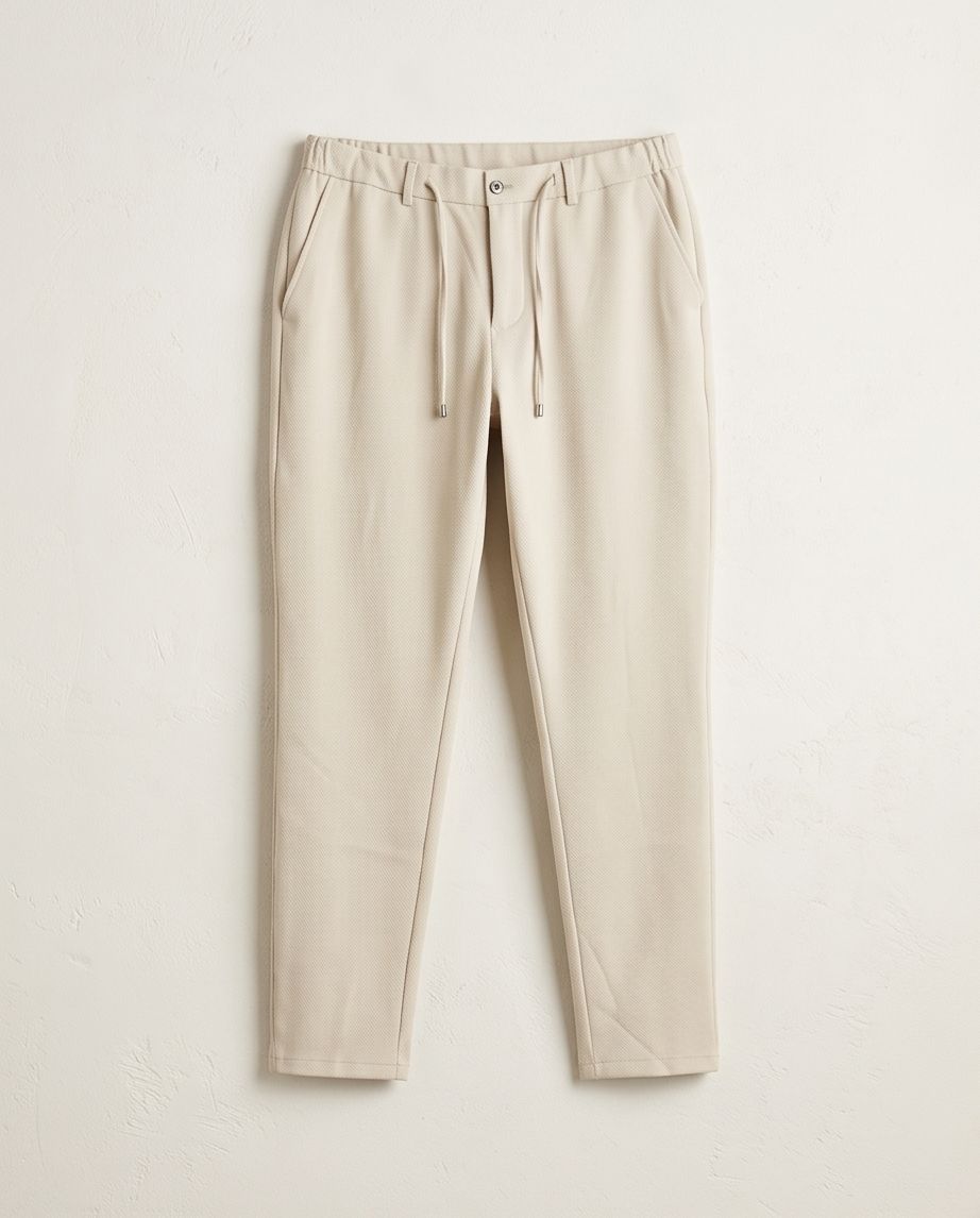 2H #26924 Beige Casual Embossed Pant with rope