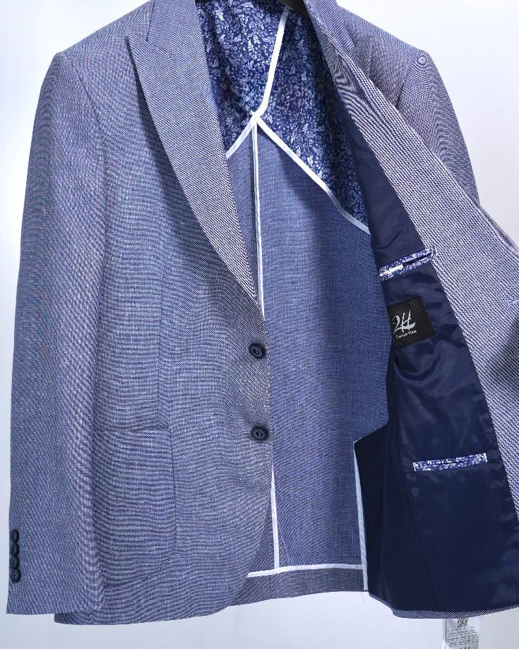 2H Blue Linen Blazer