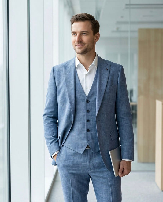 SALE! 2H #1491-2 Blue Casual Suit