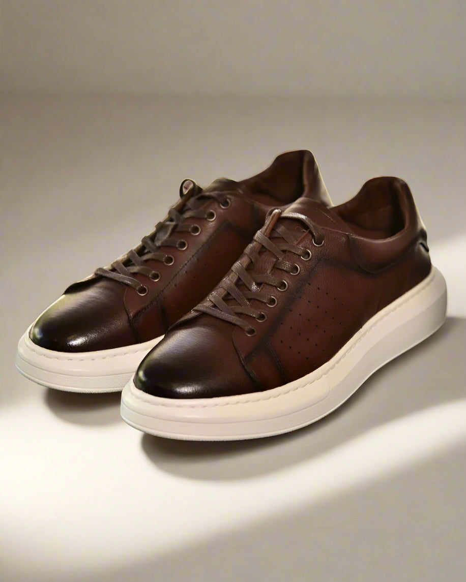 SALE! 2H #S66-17-621 Genuine Leather Brown Casual Shoes