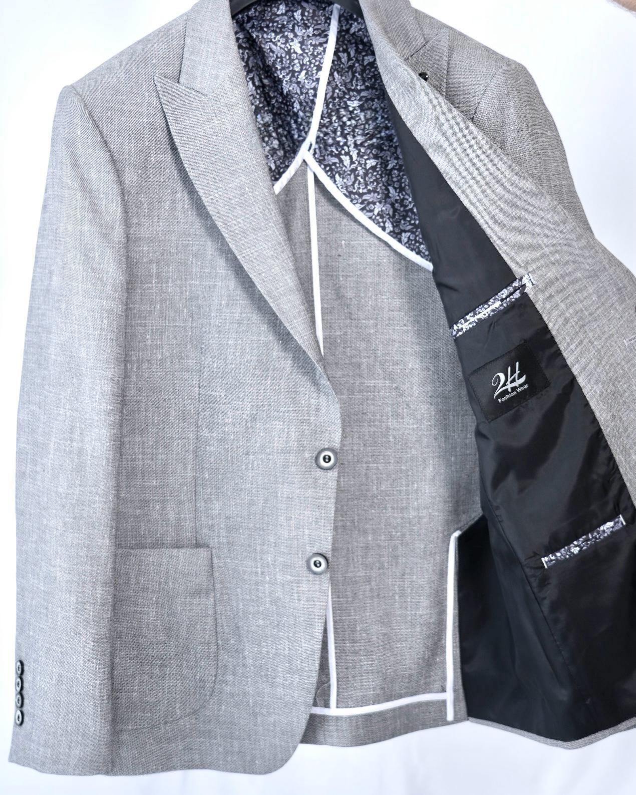 2H Light Gray Linen Blazer