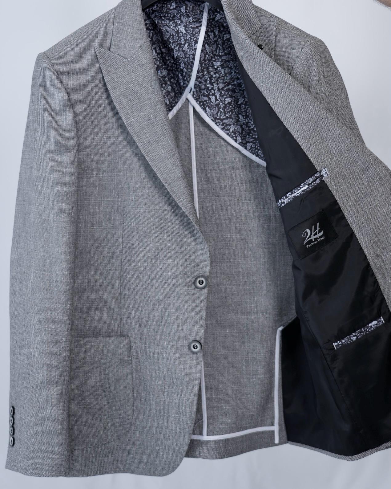 2H Gray Linen Blazer