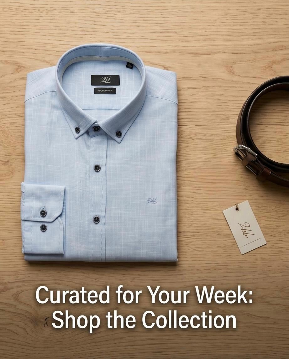 SALE! 2H Light Blue Squared Linen Shirt
