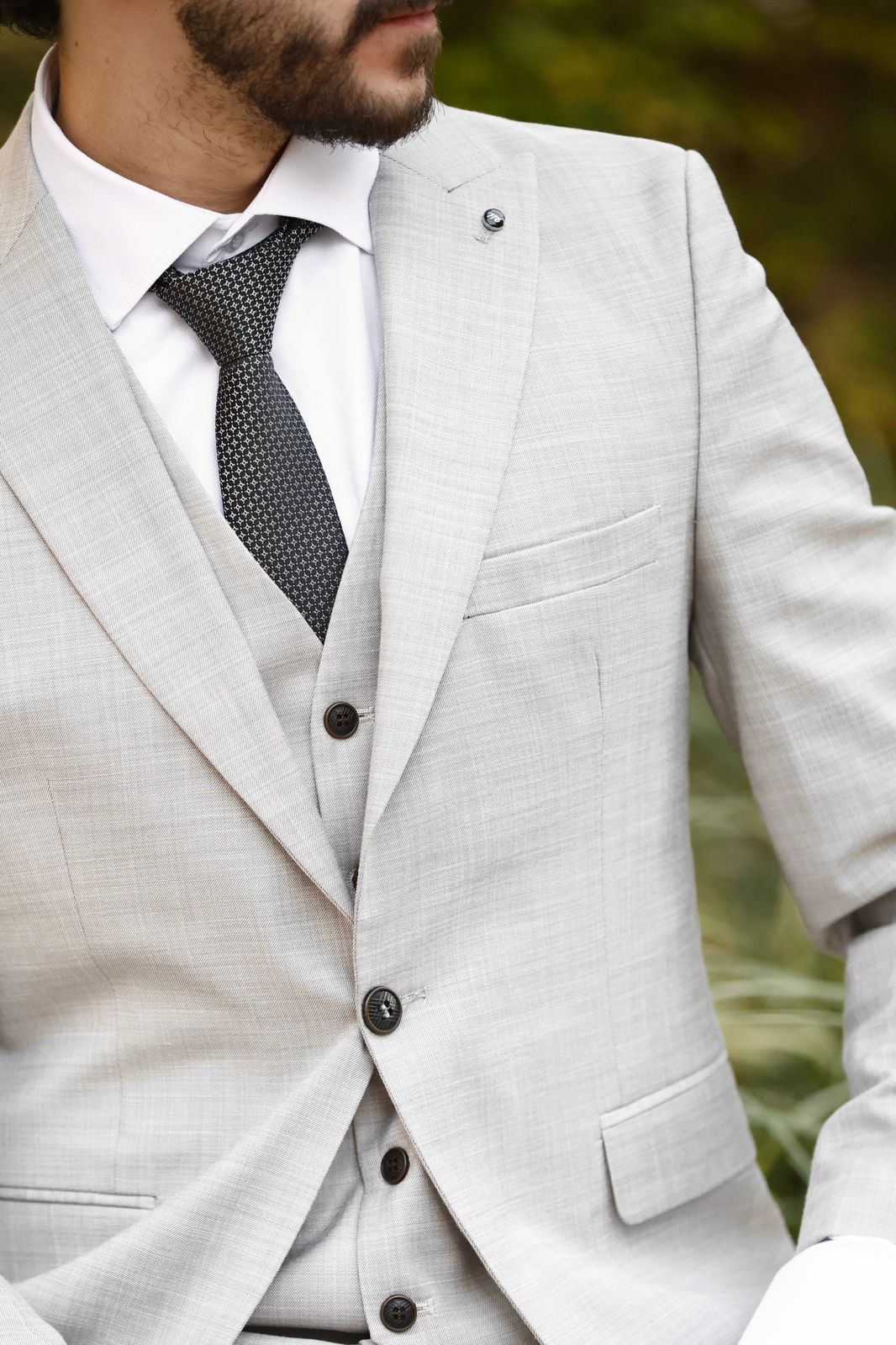 2H #1491 Greige Casual Suit 2 Pieces