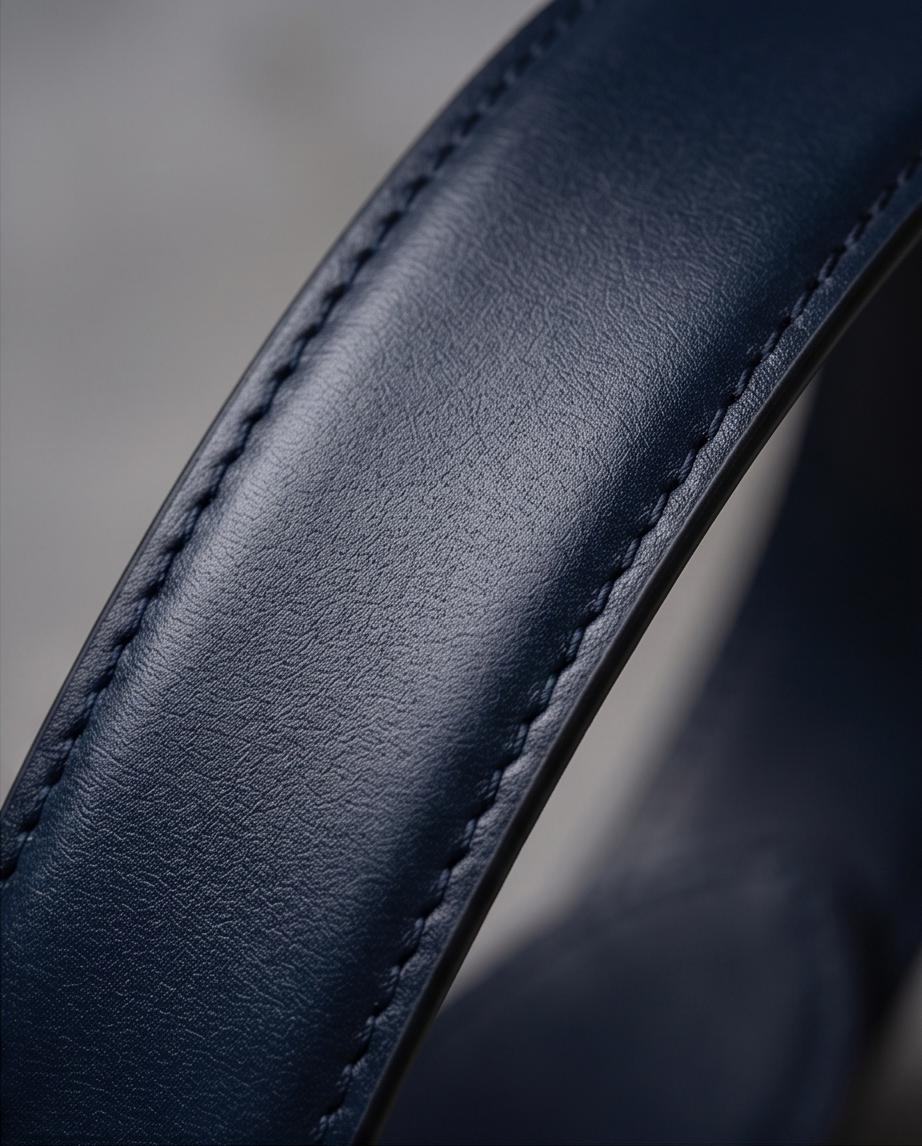2H Navy Genuine Leather Formal Belt