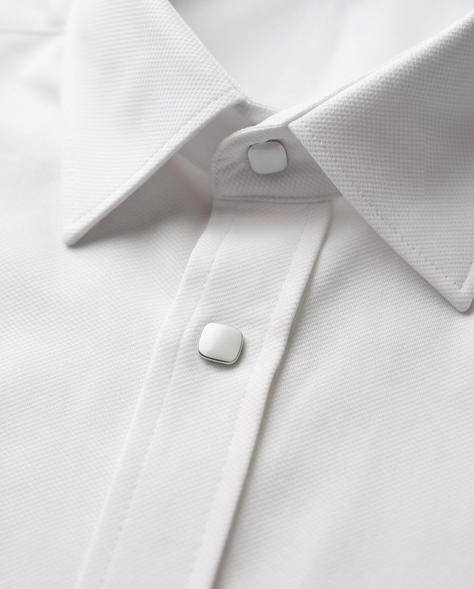2H Snap White Shirt Embossed Full Lycra Regular Fit