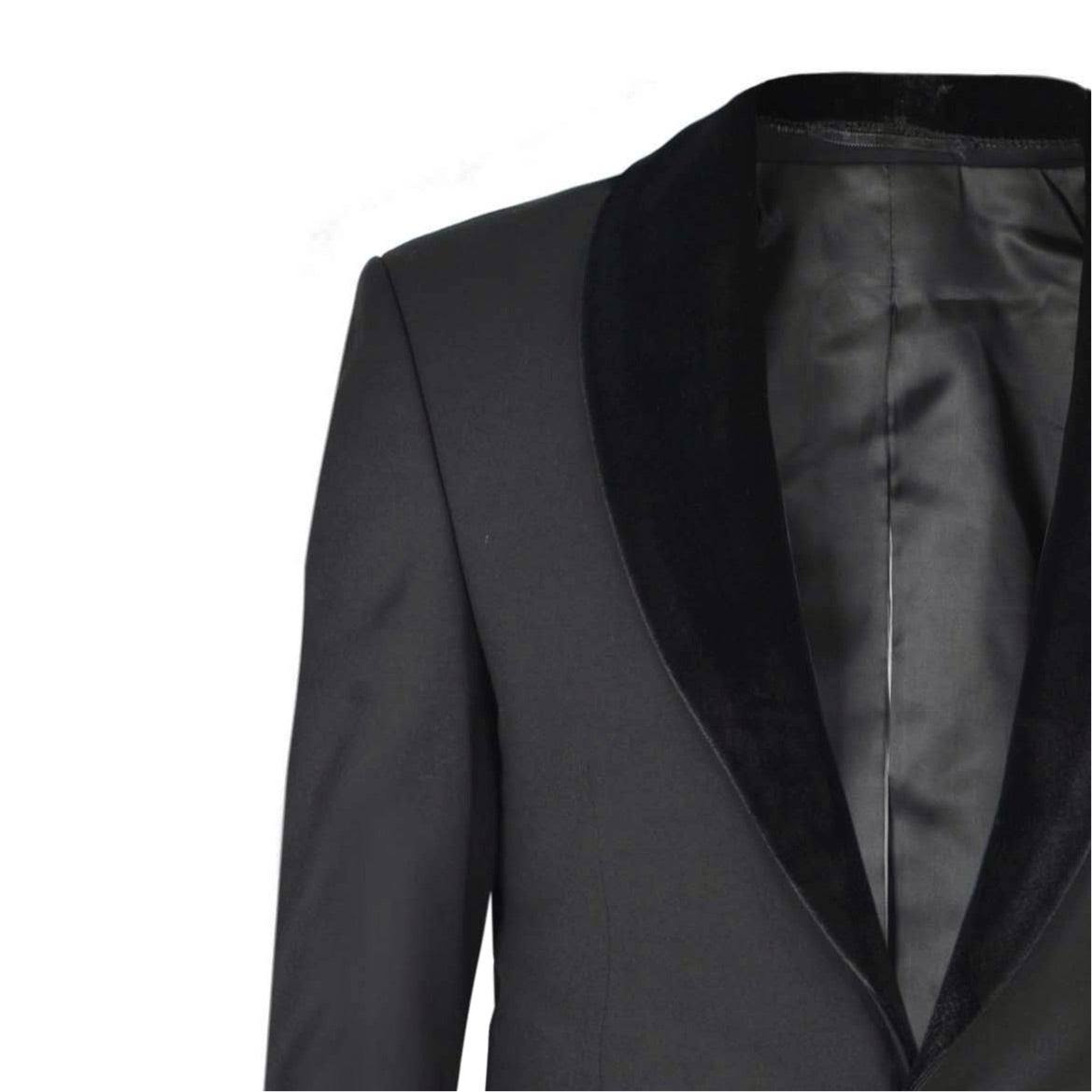 2H Black Chamois Neck Wedding Suit