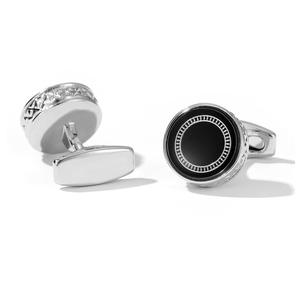 2H Silver With Black Cufflinks