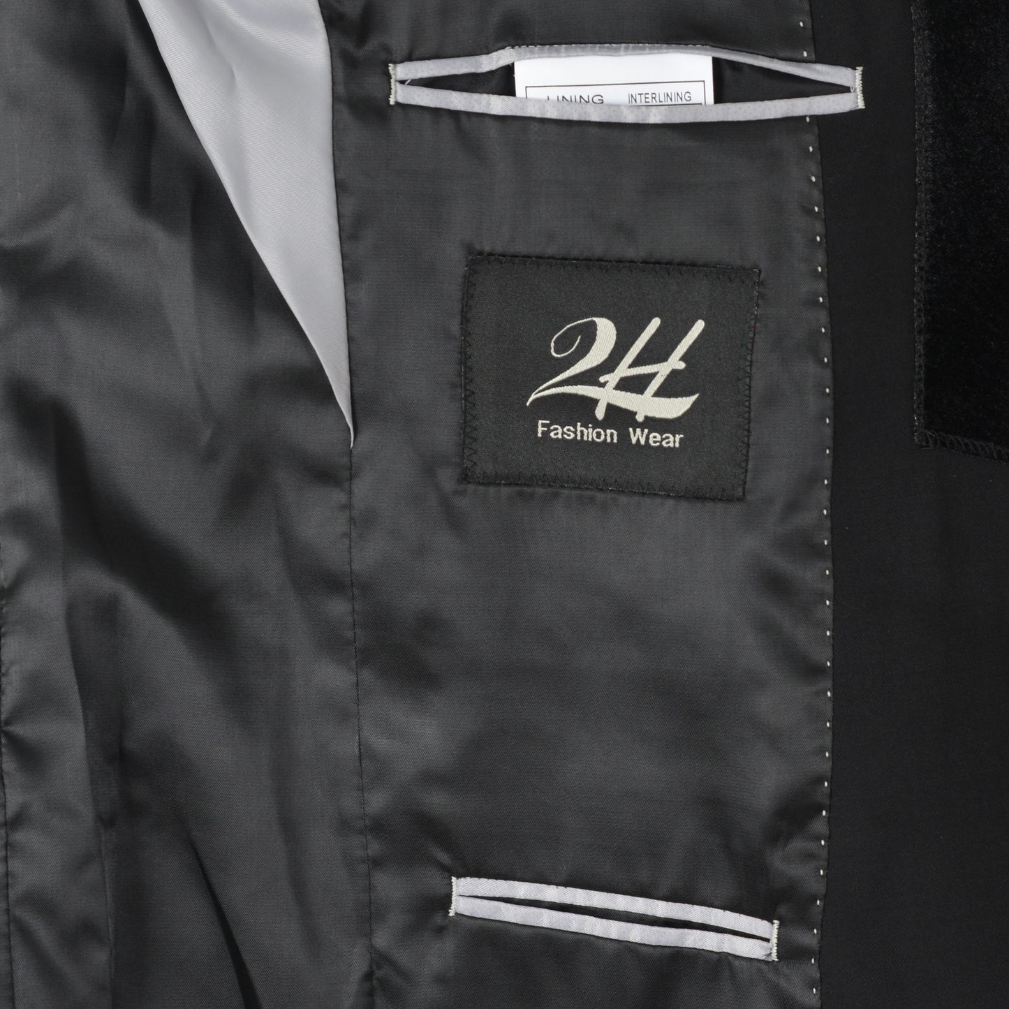 2H Black Chamois Neck Wedding Suit