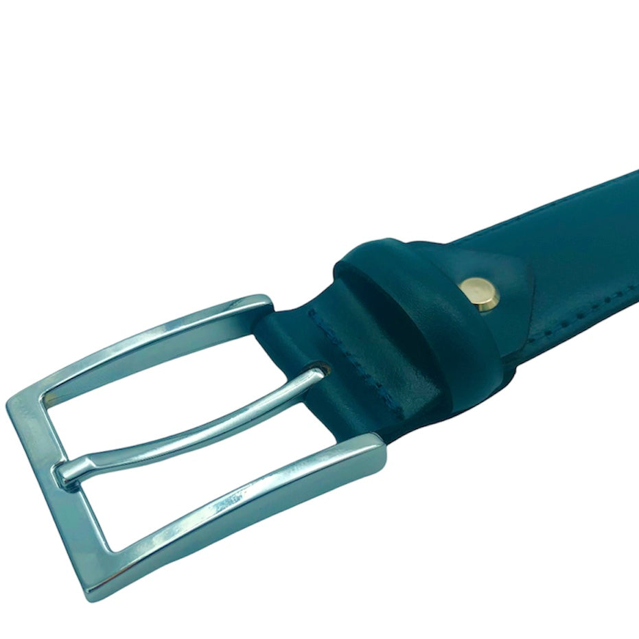 2H Navy Genuine Leather Formal Belt