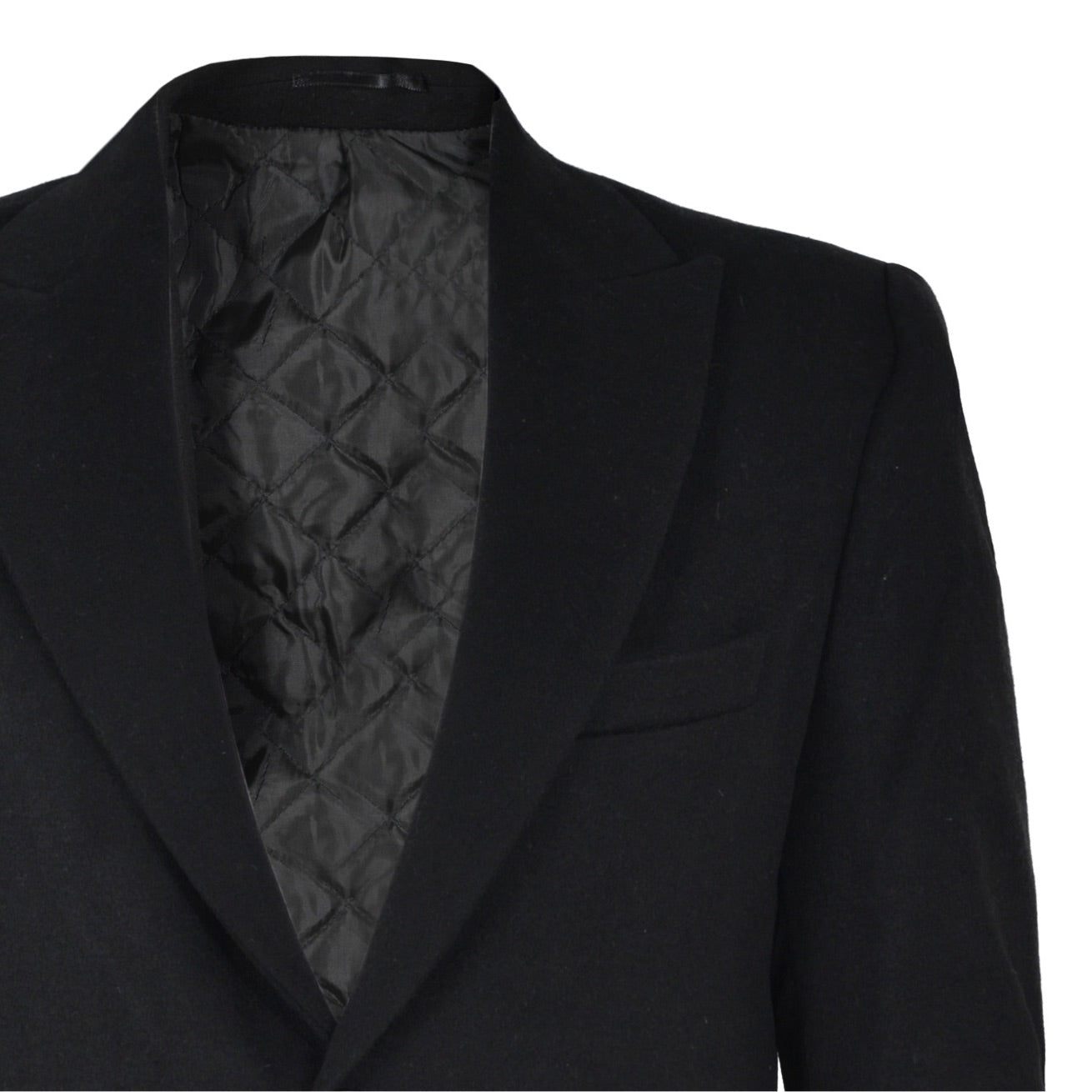 2H Black Wool Pick Lapel Coat