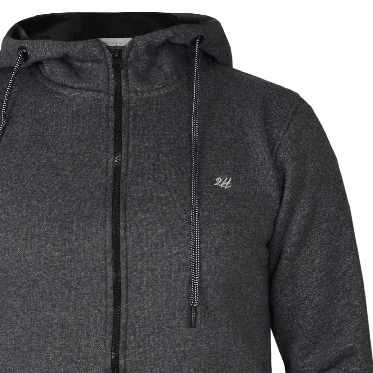 2H Dark Gray Men Sweater Plain Hoodie With Zipper