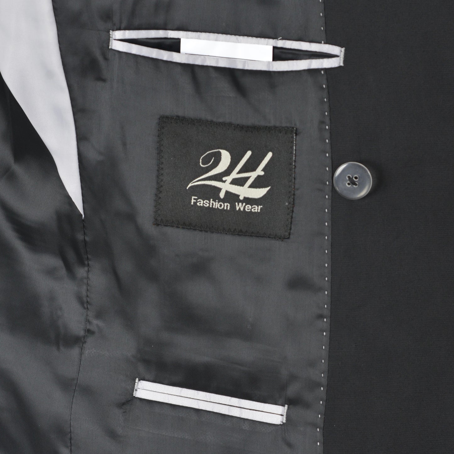 2H Black Peaked Lapel Double breasted Suit