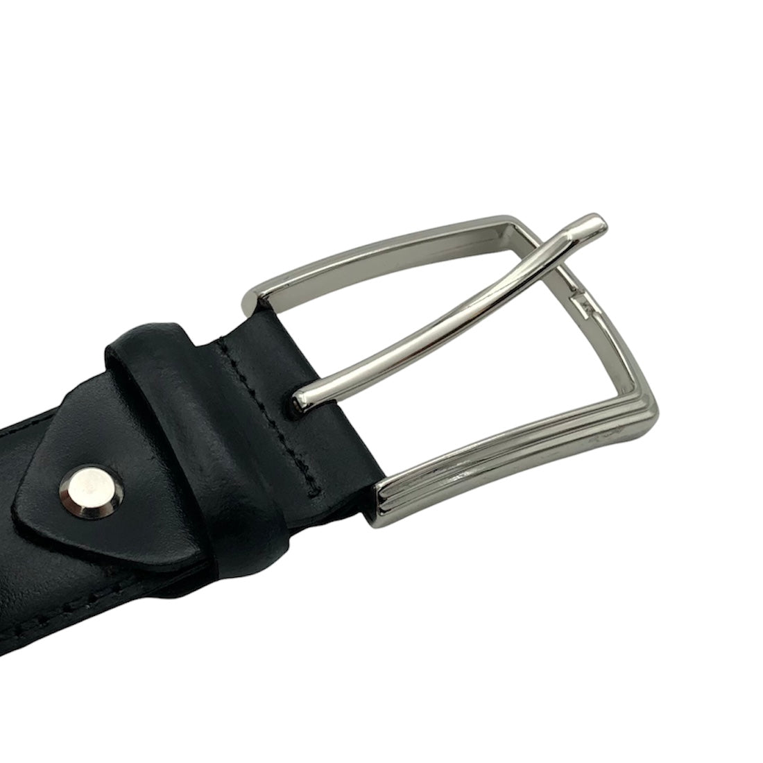 2H Black Genuine Leather Formal Belt