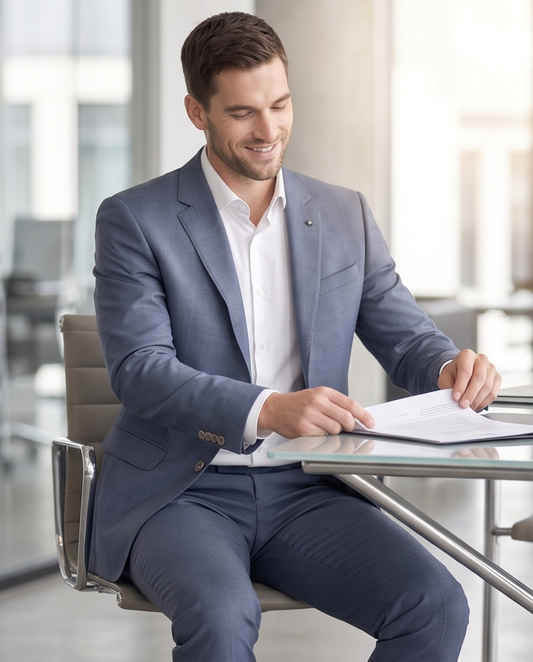 2H #002-3006-06 Blue Formal Suit