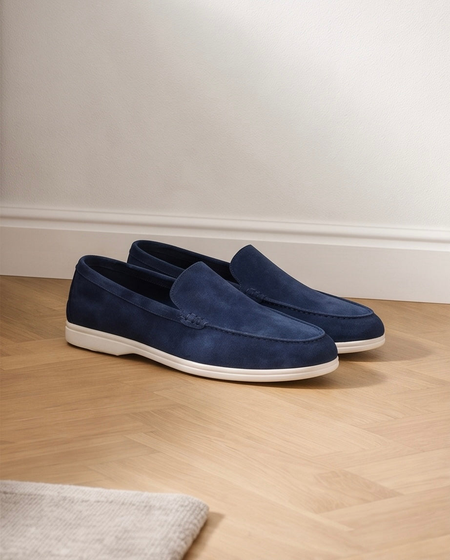 2H #17G Genuine Leather Chamois Navy Casual Shoes