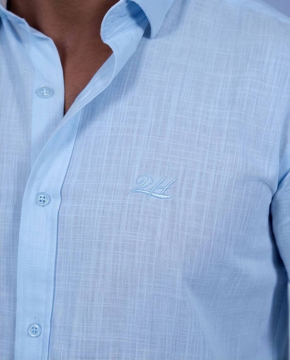 2H #260425 Light Blue Linen Shirt