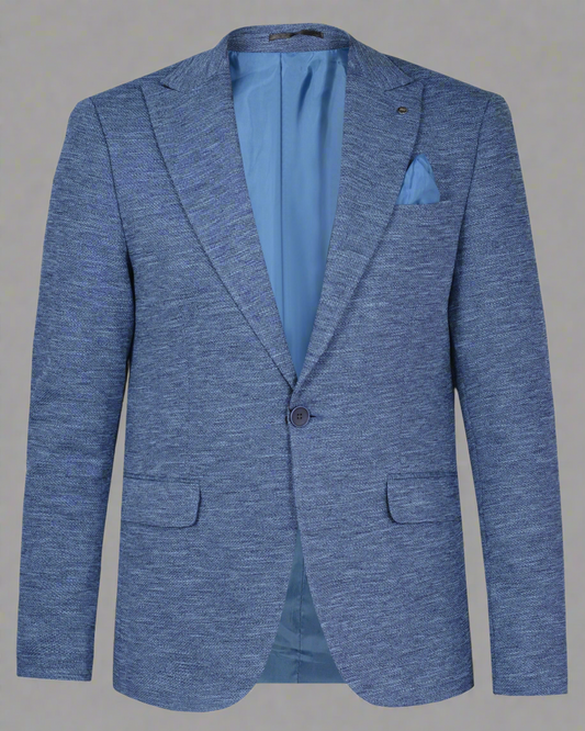2H Indigo Tweed One Button Blazer