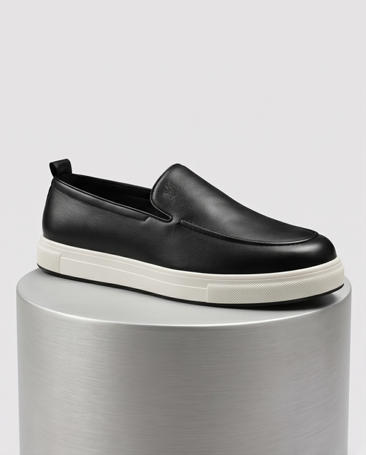2H #03G Genuine Leather Black Casual Shoes