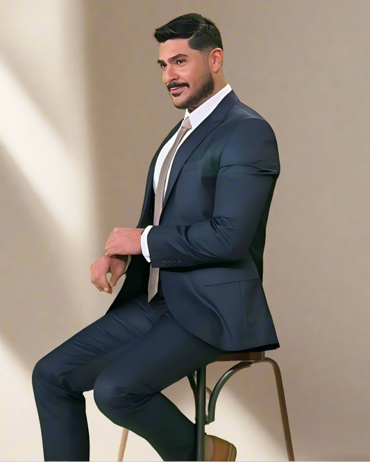 2H Navy Casual Plain Suit