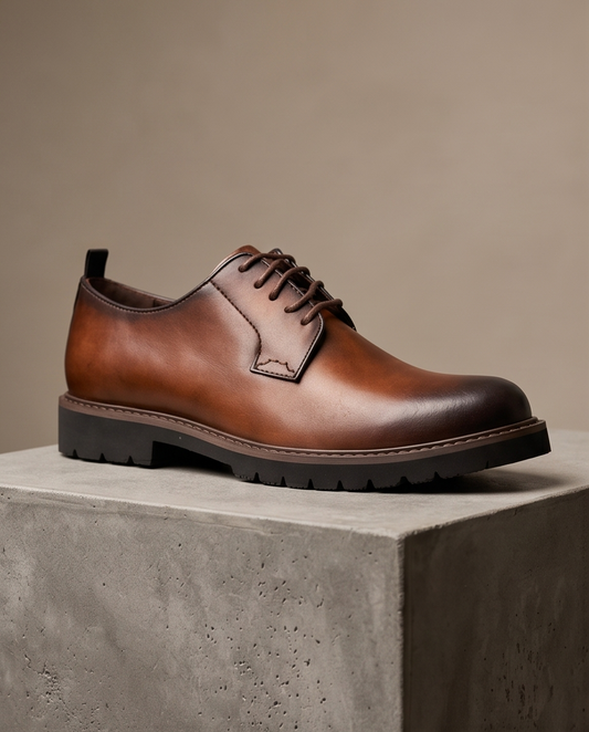 2H #006 Genuine Leather Brown Formal Shoes